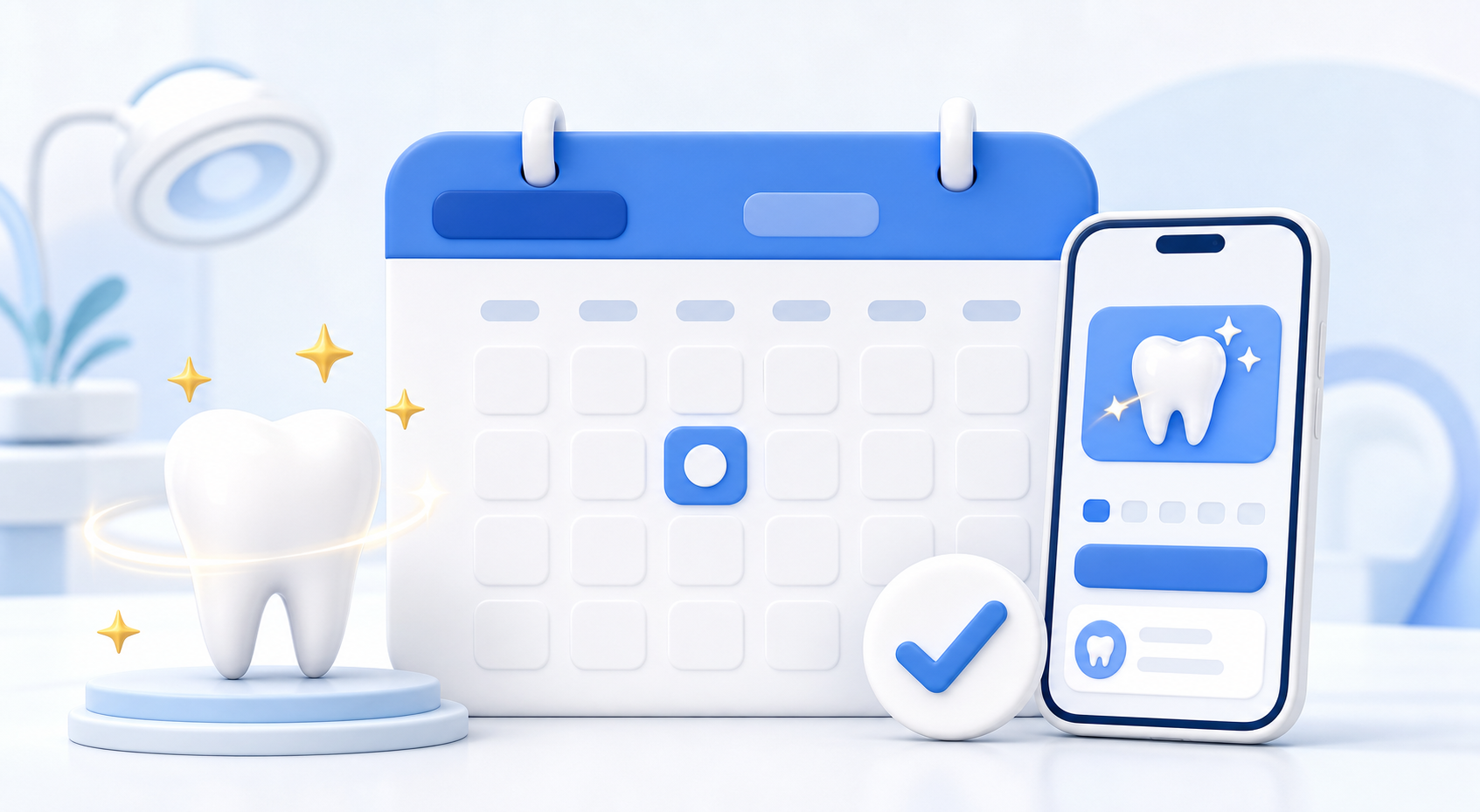 Calendar and phone booking illustration for whitening sessions